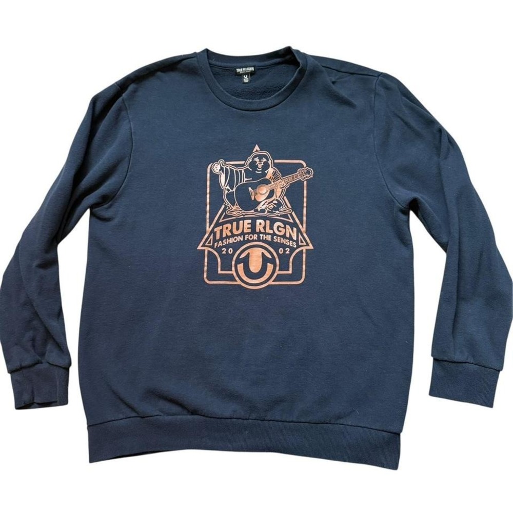 Men's‎ True Religion Crew Neck Sweatshirt – Navy Blue Size XL